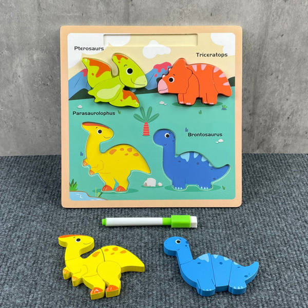 Puzzle Board 2in1 Wooden Educational Dinosaurs Marker