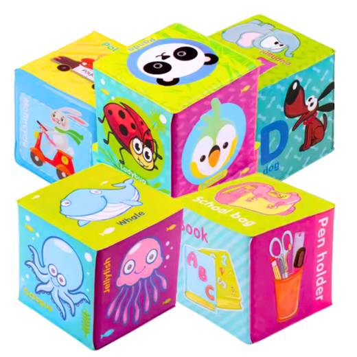 Educational Blocks Cubes Colored Letters Animals Learning 8pcs.