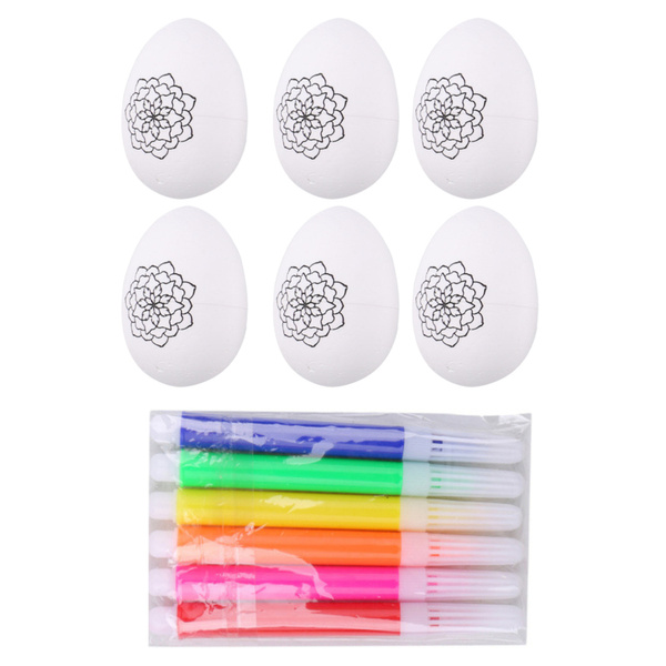 Styropor-Ostereier zum Bemalen mit Stiften Blumenmuster B 6 Stk