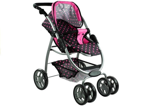 Puppenwagen Alice 2in1 Kinderwagen Puppenkarre Wagen Schwarz