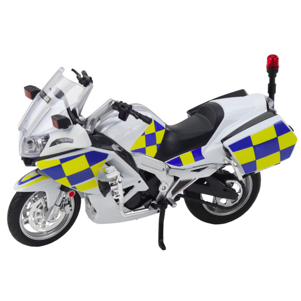 Police Motorcycle Metal Lights Sounds White 1:12