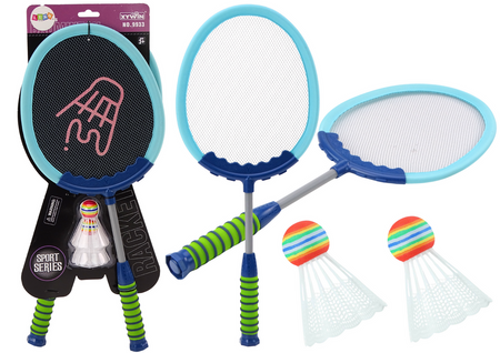 Set of 2 Badminton Rackets Blue Badminton Shuttlecocks