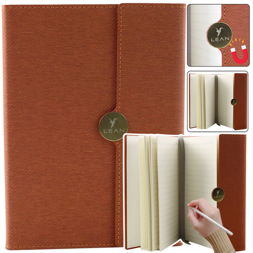 Office Notebook Magnet Notebook A5 Lined With Brown Cover