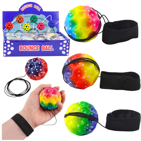 Mondball am Gummiband für Geschicklichkeitsübungen, 6,5 cm Einkerbungen