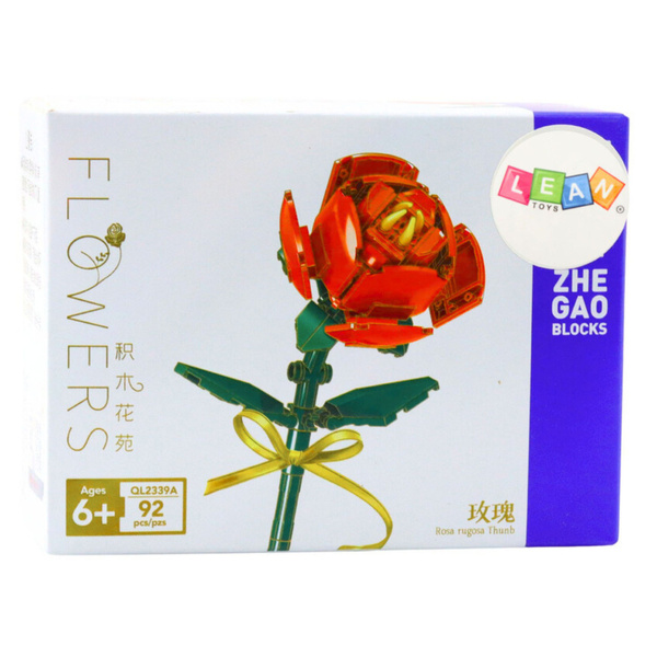 Bauklötze Rose mit Schleife Rot 92 Stk.