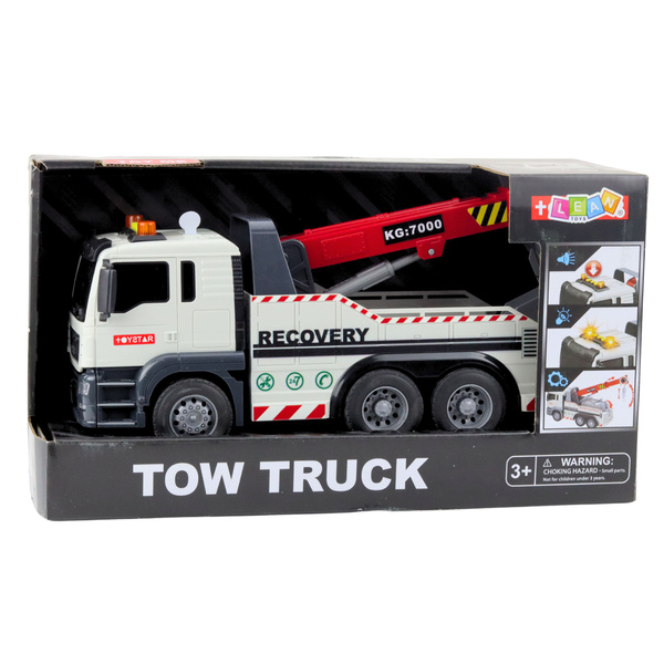 Construction Truck with Adjustable Crane Lights and Sounds White