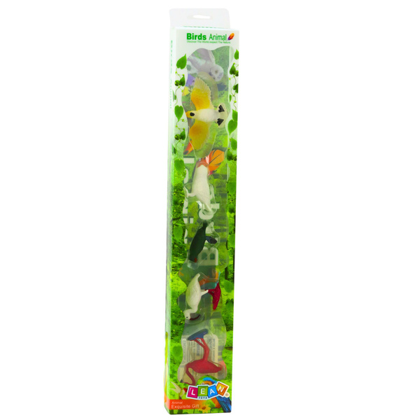 Set mit Mini-Figuren Vögel Exotische Papageien Flamingo 5 Stück.