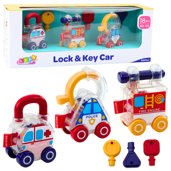 Set of Cars With Key Educational Police Fire Ambulance 3pcs