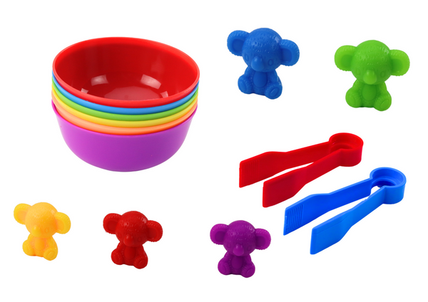 Farbsortierende Spielzeugtiere Teddybär Frosch 36 Elemente