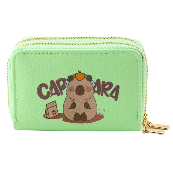 Two-compartment wallet with card compartments Kapybara Green 12.5 x 8.5cm