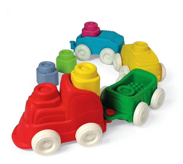 Clemmy Sensorischer Farbzug Lokomotive, Waggons & Weiche Bausteine Clementoni 17961