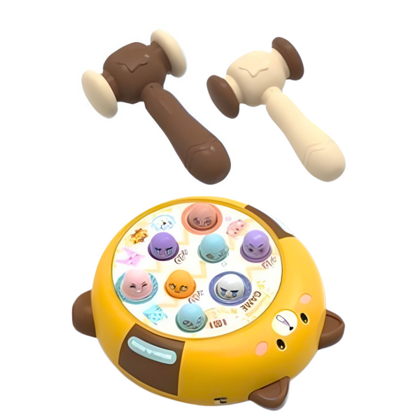 Whack-A-Mole Geschicklichkeitsspiel Zwei Hämmer Kätzchen Gelb Braun