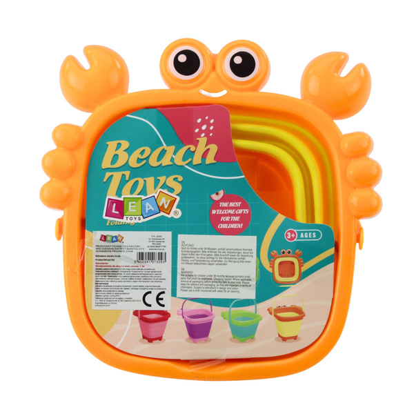 Collapsible Silicone Beach Crab Bucket Orange