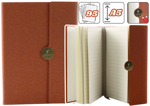 Office Notebook Magnet Notebook A5 Lined With Brown Cover