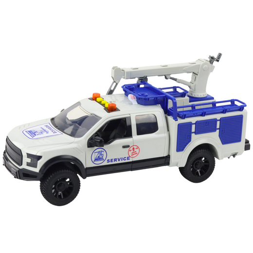 Service Truck with Crane Lights Sounds White 1:12