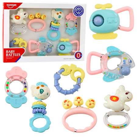 Rasseln- und Beißring-Set für Babys in Pastellfarben, 7-tlg.