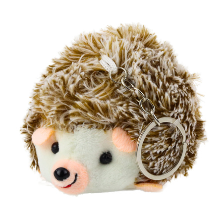 Plush Hedgehog Mascot Keychain Ring Brown 9cm