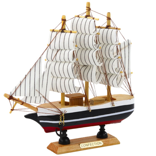 Collectible Model Decorative Sailing Ship Black and White 21x21cm