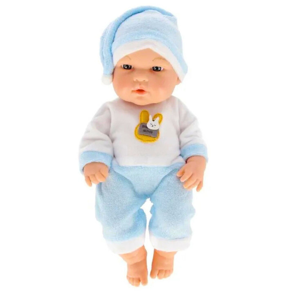 Baby Doll in Blue Pajamas, Hat, Movable Arms and Legs, 30cm