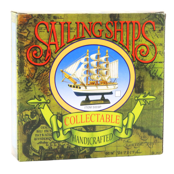 Model Kolekcjonerski Dekoracyjny Statek Żaglowiec Piracki Czarny 16x15cm
