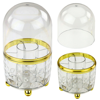 360° Rotating Organizer for Brushes and Cosmetics with Cover, Transparent