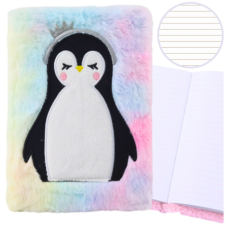 Plush Fur Notebook Lined Penguin Notebook Colored A5