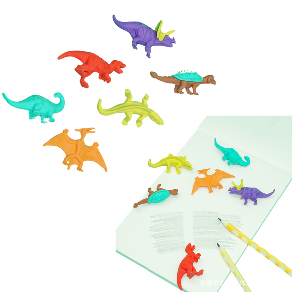 Set mit 6 Schul-Dinosaurier-Radiergummis