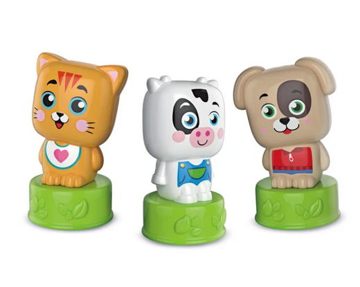 Clemmy Süße Tiere Kätzchen, Hündchen & Kuh Bausteine & Heft Clementoni 17849