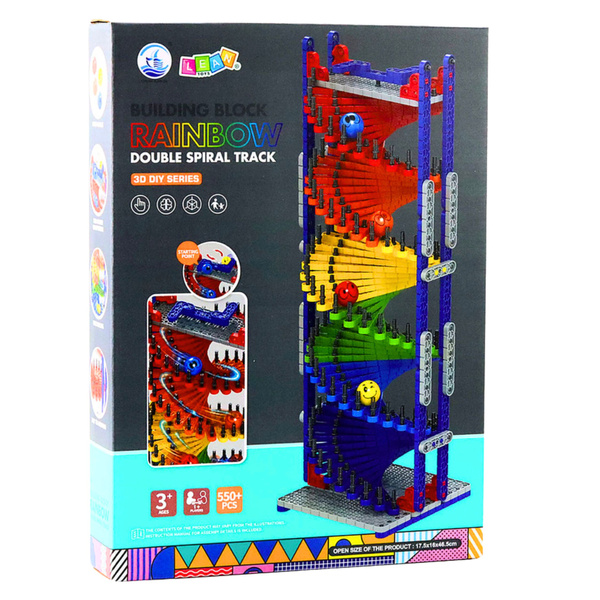 Pädagogische Bausteine, Rutschbahn für Bälle, bunt, 550 Teile.