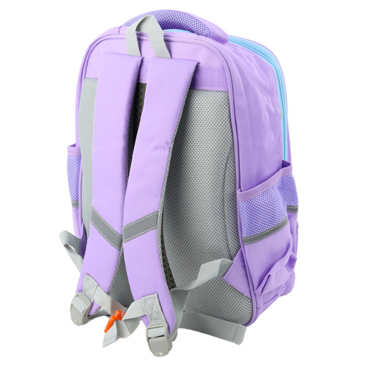School Backpack With Patches Chest Strap Purple 16L