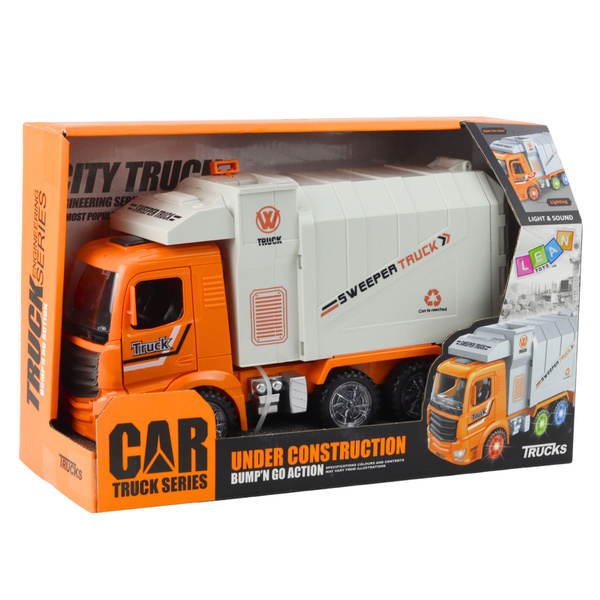 Müllwagen, Stadtlichter, Geräusche, Orange