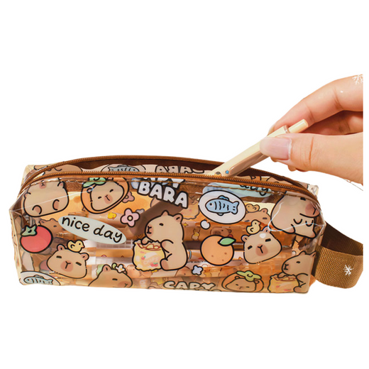 Small School Pencil Case Kit Capybara Transparent 19cm