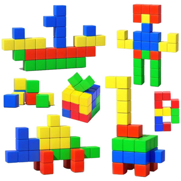 Set mit magnetischen Bausteinen für Kinder, buntes Puzzle, 32 Teile.