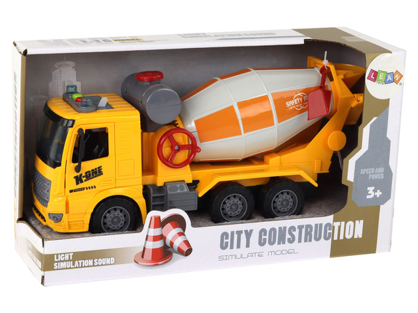 Concrete Mixer Truck Swivel Pear Sound Light Yellow 1:16