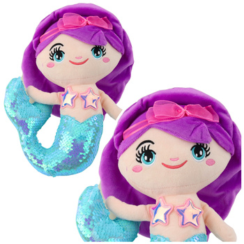 Plush Mermaid Cuddly Toy Tail Sequin Turquoise 28cm
