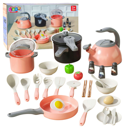 Kitchen Set Pots Cooking Accessories Food Pink 32 pcs.