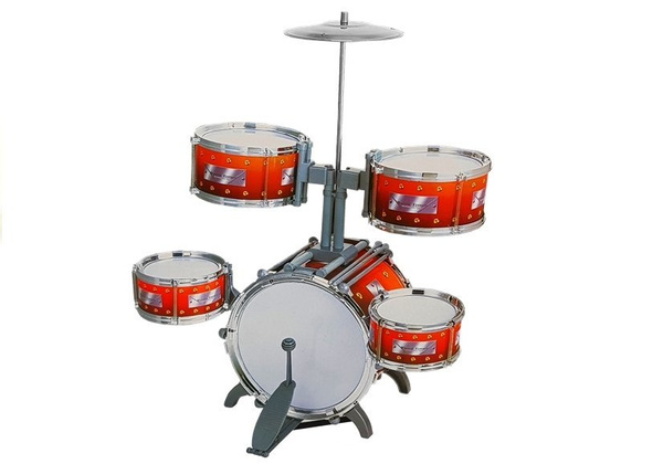Kids Childrens Jazz Drum Set 5 Drums Stool Instrument Music Toy