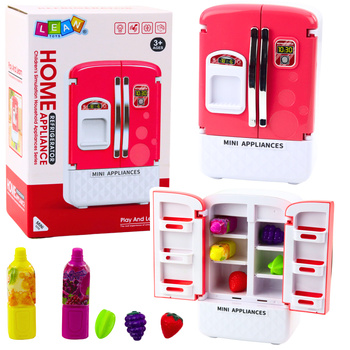 Toy Refrigerator For Kids Fruit Juice Lights Sounds Pink