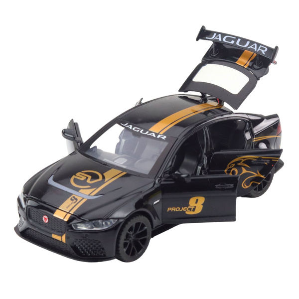 Sportwagen Metall Pullback Antrieb Lichter Geräusche Schwarz 1:32