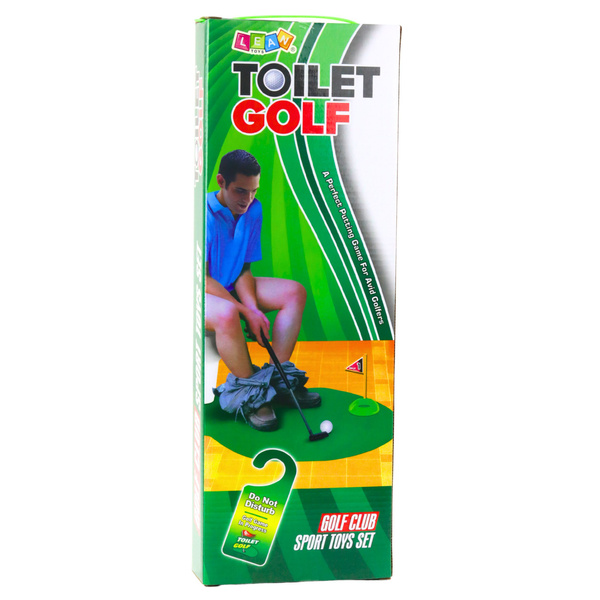 Toilet Golf Skill Game Set Mat Bat Balls Door Hanger
