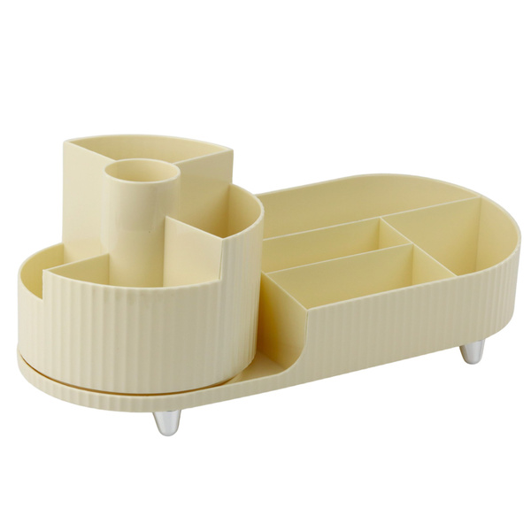 Multifunktionaler Organizer für Kosmetik, drehbar, geräumig, beige