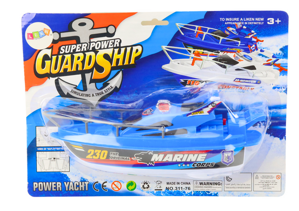 Police Boat Battery Operated Floating Boat Blue Water Toy
