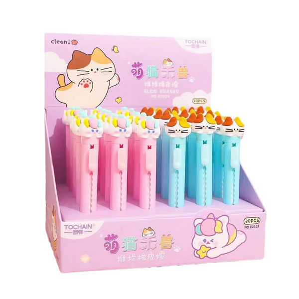 Radierstift Ausziehbar Mit Katzenfigur Blau Rosa