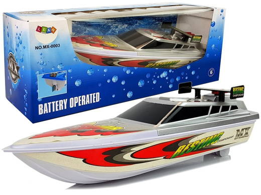 Silbernes Batterieboot mit Aufklebern 4 Richtungen 40 cm