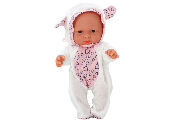 Small Baby Doll, White Clothes, Hat, Bow, Ears
