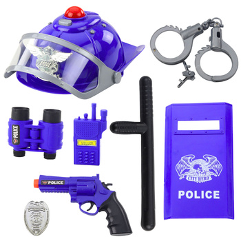 Police Set For Kids Helmet Gun Handcuffs Accessories 9 pcs.