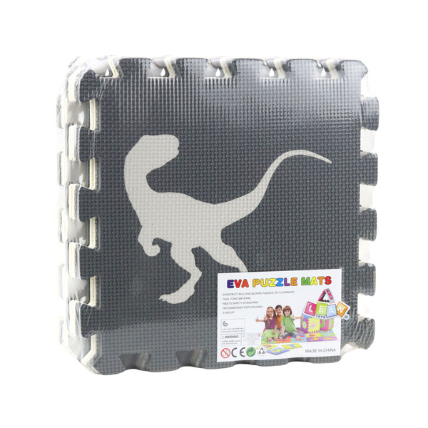 Weiche Puzzle-Lernmatte Dinosaurier EVA-Schaum Beige Grau 9-tlg.