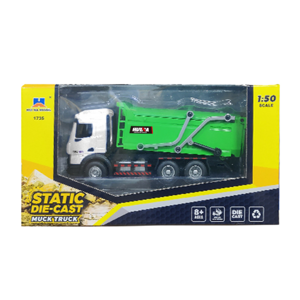 Garbage Truck Metal Huina Green 1:50