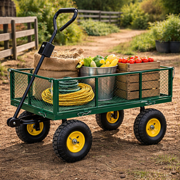 Foldable Garden Transport Cart Steel Trailer 200 kg