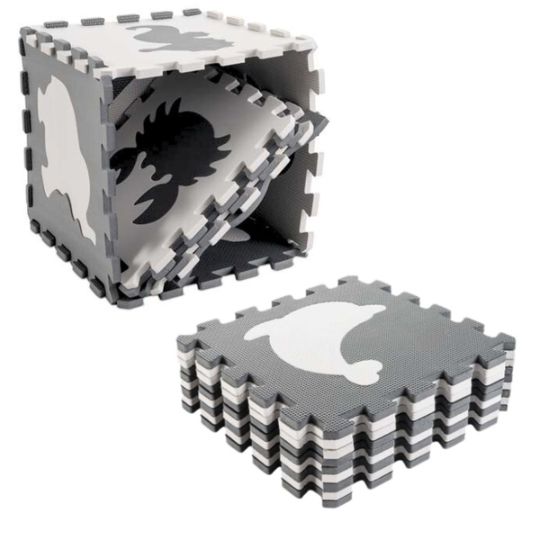 Weiche Puzzle-Lernmatte Dinosaurier EVA-Schaum Beige Grau 9-tlg.